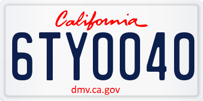 CA license plate 6TYO040