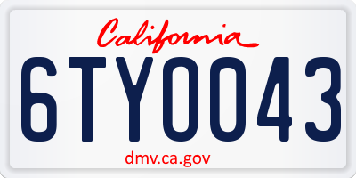CA license plate 6TYO043
