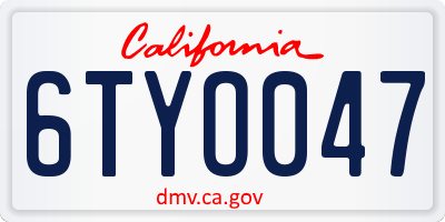 CA license plate 6TYO047