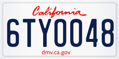 CA license plate 6TYO048