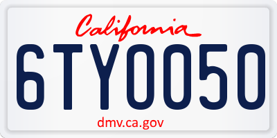 CA license plate 6TYO050