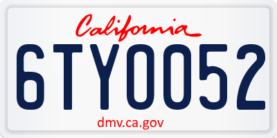 CA license plate 6TYO052