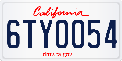 CA license plate 6TYO054