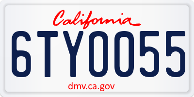 CA license plate 6TYO055