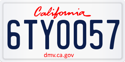 CA license plate 6TYO057