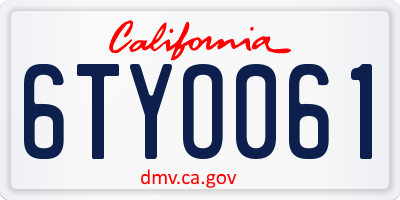 CA license plate 6TYO061