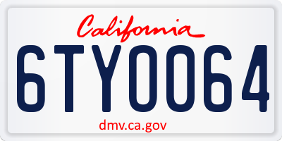 CA license plate 6TYO064