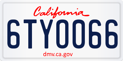 CA license plate 6TYO066