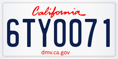 CA license plate 6TYO071
