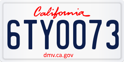 CA license plate 6TYO073