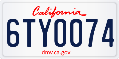 CA license plate 6TYO074