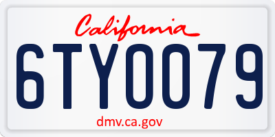 CA license plate 6TYO079