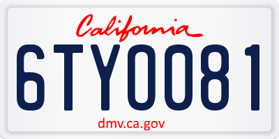 CA license plate 6TYO081