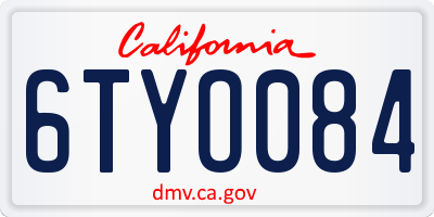 CA license plate 6TYO084