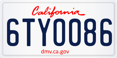 CA license plate 6TYO086
