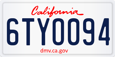 CA license plate 6TYO094