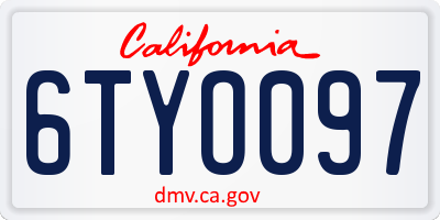 CA license plate 6TYO097