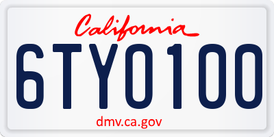 CA license plate 6TYO100