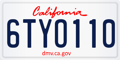 CA license plate 6TYO110