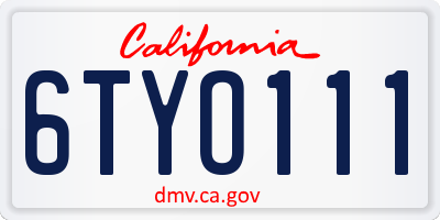 CA license plate 6TYO111