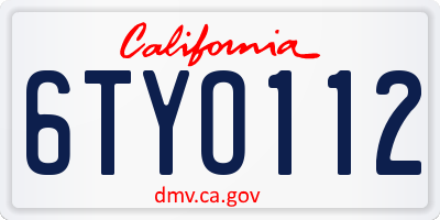 CA license plate 6TYO112