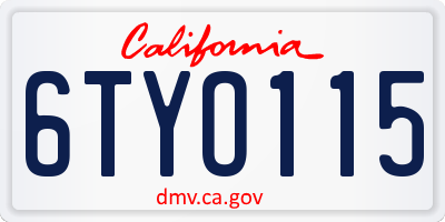 CA license plate 6TYO115