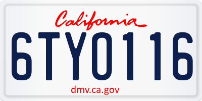 CA license plate 6TYO116