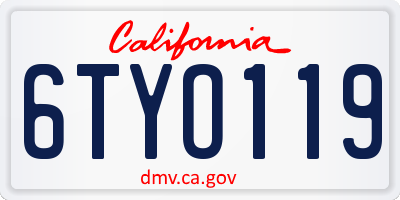 CA license plate 6TYO119