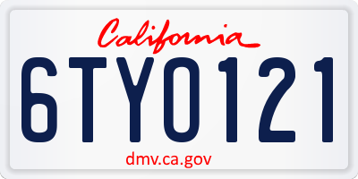CA license plate 6TYO121