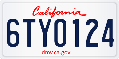 CA license plate 6TYO124