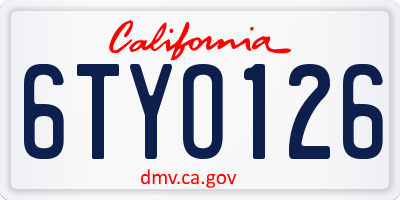 CA license plate 6TYO126