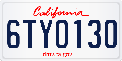 CA license plate 6TYO130