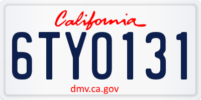 CA license plate 6TYO131