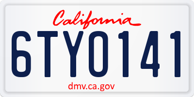 CA license plate 6TYO141