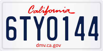 CA license plate 6TYO144