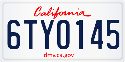 CA license plate 6TYO145