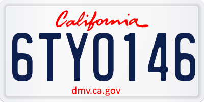 CA license plate 6TYO146