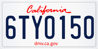 CA license plate 6TYO150