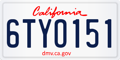 CA license plate 6TYO151
