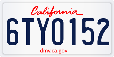 CA license plate 6TYO152