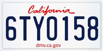CA license plate 6TYO158