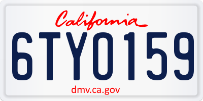 CA license plate 6TYO159