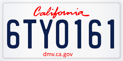 CA license plate 6TYO161