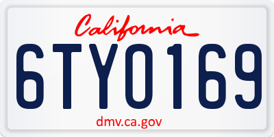 CA license plate 6TYO169
