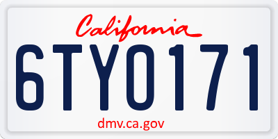 CA license plate 6TYO171
