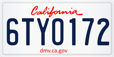 CA license plate 6TYO172