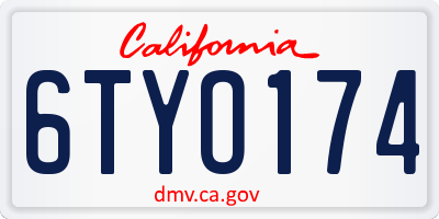 CA license plate 6TYO174