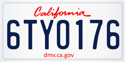 CA license plate 6TYO176