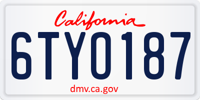CA license plate 6TYO187