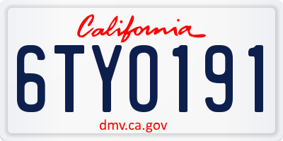 CA license plate 6TYO191
